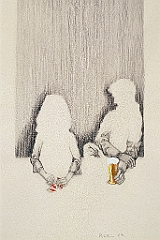 1968 - Junge Liebe - Bleistift Gouache a Papier - 46x30cm